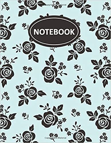 indir Notebook: Black Rose Flower (8.5 x 11 Inches)