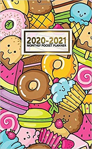 indir 2020-2021 Monthly Pocket Planner: Cute Two-Year (24 Months) Monthly Pocket Planner &amp; Agenda | 2 Year Organizer with Phone Book, Password Log &amp; Notebook | Pretty Cartoon Donut &amp; Cup Cake Pattern
