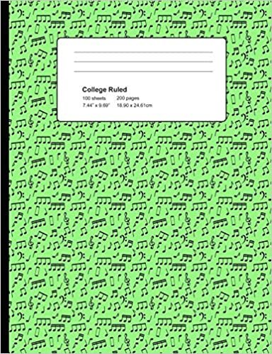 indir College Ruled 200 Pages: Pale Green Music Notes Composition Notebook, Music Lover College Composition Book, Notebook For Musicians