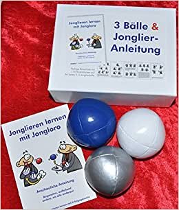 indir 3 Bälle &amp; Jonglier-Anleitung (blau, weiß, silber): Große Jonglierbälle (jeweils 68mm/130g)