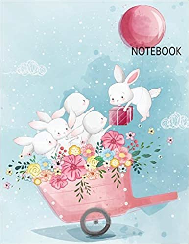Notebook: Cute Rabbit Watercolor Notebook (8.5 x 11 Inches) 110 Pages