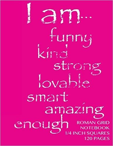 Roman Grid Notebook 1/4 Inch Squares 120 Pages: I Am Funny Notebook with Pink Cover, Squared Notebook, Roman Grid of Quarter Inch Squares, Perfect Bou