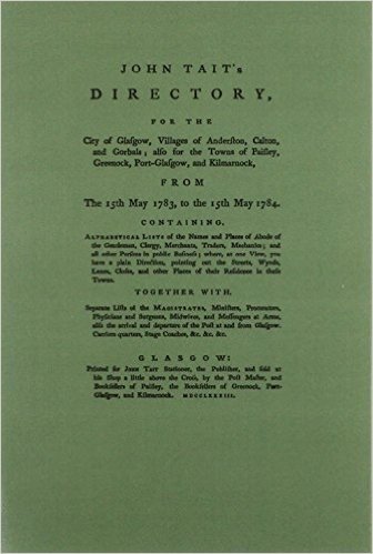 Directory of Glasgow, with Paisley, Greenock and Port Glasgow 1783-1784 baixar