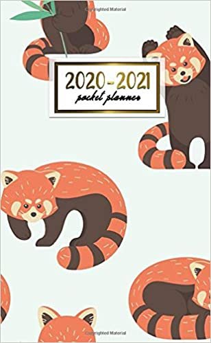 2020-2021 Pocket Planner: 2 Year Pocket Monthly Organizer & Calendar | Two-Year (24 months) Agenda With Phone Book, Password Log and Notebook | Cute Red Panda Bear & Bamboo