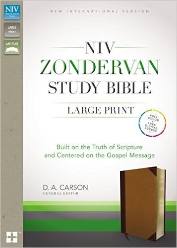 NIV, Zondervan Study Bible, Large Print, Imitation Leather, Brown/Tan, Indexed: Built on the Truth of Scripture and Centered on the Gospel Message