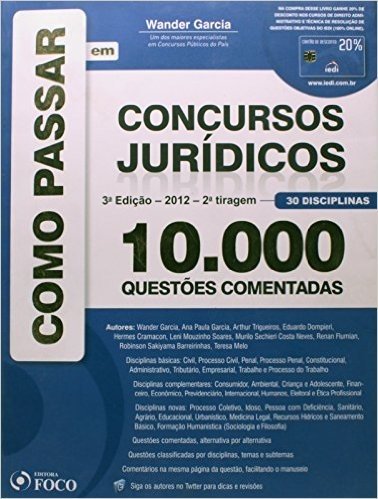 Como Passar Em Concursos Juridicos - 10.000 Questoes Comentadas