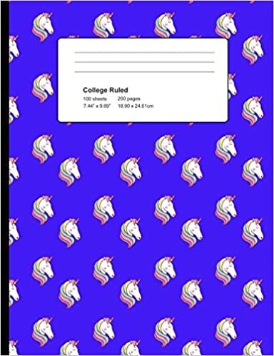 indir College Ruled 200 Pages: Dark Blue Unicorn Head Composition Notebook, Unicorn Lover College Composition Book, Notebook For Girls That Love Magical Unicorns