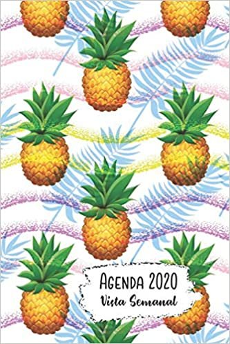 Agenda 2020 Vista Semanal: 12 Meses Programación Semanal Calendario en Español Diseño Piñas Divertidas