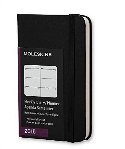 Moleskine 2016 Weekly Planner, Horizontal, 12m, Extra Small, Black, Hard Cover (2.5 X 4)