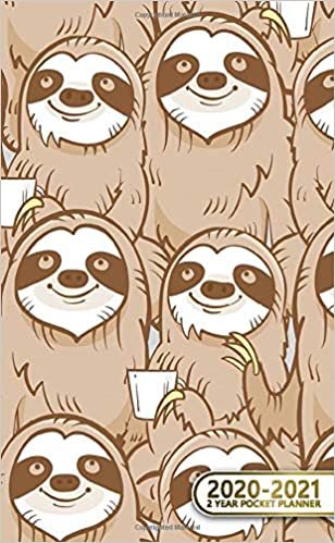 indir 2020-2021 2 Year Pocket Planner: Pretty Two-Year Monthly Pocket Planner and Organizer | 2 Year (24 Months) Agenda with Phone Book, Password Log &amp; Notebook | Cute Cartoon Sloth Pattern