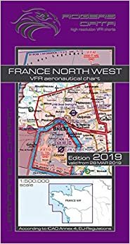 France North West Rogers Data VFR Luftfahrtkarte 500k: Frankreich Nord West VFR Luftfahrtkarte – ICAO Karte, Maßstab 1:500.000