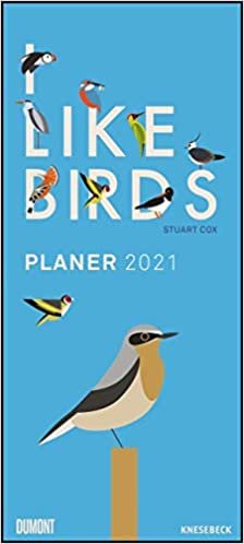 I Like Birds 2021 - Planer mit zwei Spalten - Partner-Planer - Notizkalender - Illustriert von Stuart Cox - Format 22 x 49,5 cm