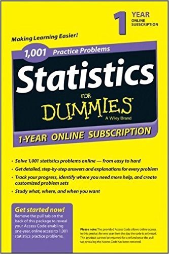 1,001 Statistics Practice Problems For Dummies Access Code Card (1-Year Subscription)