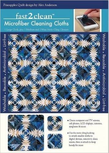 Fast2clean Pineapples Quilt Microfiber Cleaning Cloths: 1 Large Cloth, Plus 1 Medium and 2 Mini Static-Cling Cleaners