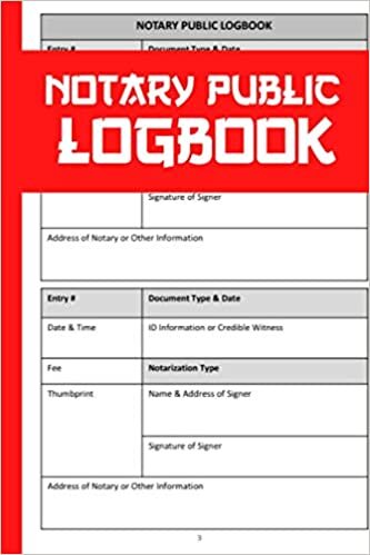 Notary Public Logbook: Journal To Keep Record Of Entry #, Date & Time, Fee, Thumbprint, Address of Notary, Document Type & Date, Notarisation Type, ... Signature Of Signer - Gifts For Notaries