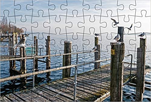 Puzzlepostkarte Bodensee 1: Motiv Möwen am Steg (Kultur erleben im GMEINER-Verlag)
