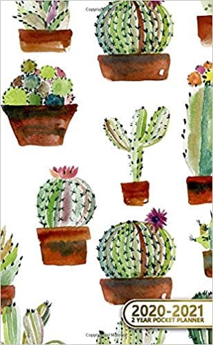 indir 2020-2021 2 Year Pocket Planner: Nifty Cactus Two-Year (24 Months) Monthly Pocket Planner &amp; Agenda | 2 Year Organizer with Phone Book, Password Log &amp; Notebook | Cute Potted Succulents Pattern