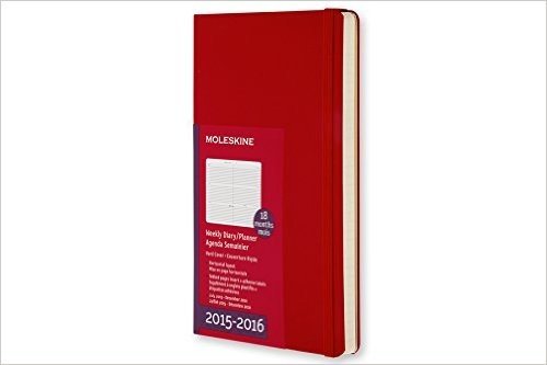 Moleskine 2015-2016 Weekly Planner, Horizontal, 18m, Large, Scarlet Red, Hard Cover (5 X 8.25)