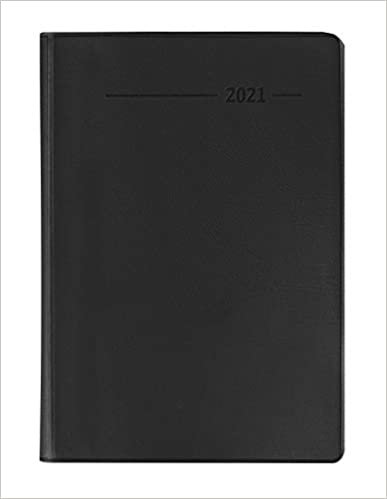 Taschenkalender Buch PVC schwarz 2021 - Büro-Kalender 8x11,5 cm - 1 Woche 2 Seiten - 144 Seiten - Notiz-Heft - Alpha Edition