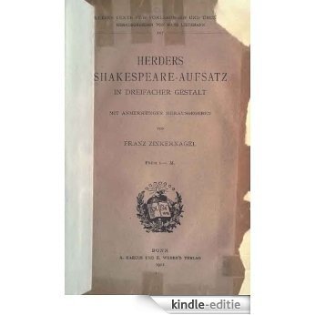 Herders Shakespeare-Aufsatz in Dreifacher Gestalt 1912  Original-Scan (German Edition) [Kindle-editie]