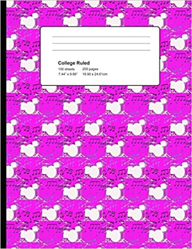 College Ruled 200 Pages: Dark Pink Drum Drums Composition Notebook, Music Lover College Composition Book, Notebook For Musicians, Drummer, Band Member