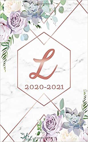 indir 2020-2021: Rose Gold Monogram Initial Letter L Two Year 2020-2021 Monthly Pocket Planner | Marble &amp; Floral 2 Year (24 Months) Agenda &amp; Organizer With Notes, Contact List and Password Log.