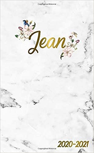 Jean 2020-2021: 2 Year Monthly Pocket Planner & Organizer with Phone Book, Password Log and Notes | 24 Months Agenda & Calendar | Marble & Gold Floral Personal Name Gift for Girls and Women