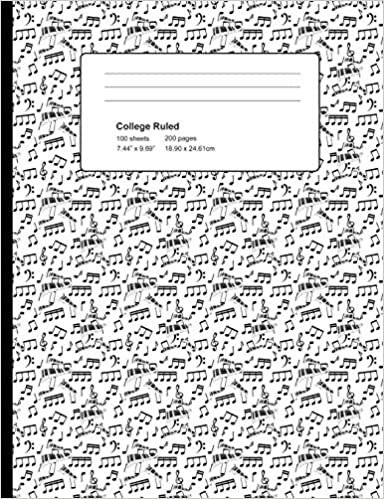 indir College Ruled 200 Pages: White Piano Notes Composition Notebook, Music Lover College Composition Book, Notebook For Musicians, Pianists, Keyboard Players
