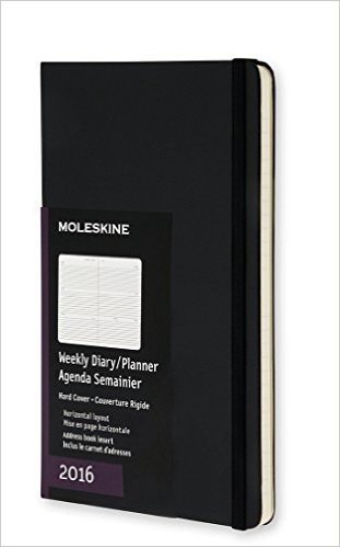 Moleskine 2016 Weekly Planner, Horizontal, 12m, Large, Black, Hard Cover (5 X 8.25)
