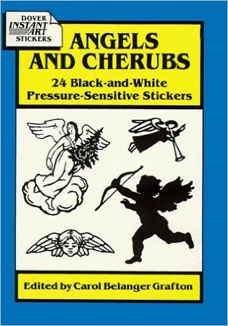Angels and Cherubs: 24 Black-And-White Pressure-Sensitive Stickers