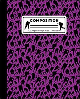 indir Composition: College Ruled Writing Notebook, Purple Ice Hockey Pattern Marbled Blank Lined Book