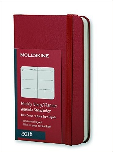Moleskine 2016 Weekly Planner, Horizontal, 12m, Extra Small, Scarlet Red, Hard Cover (2.5 X 4)