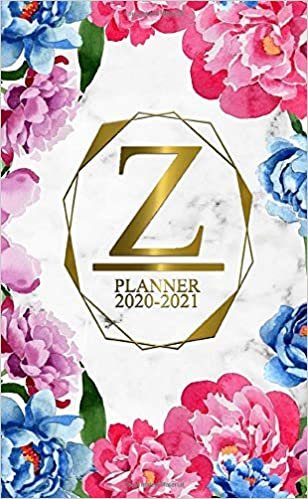 indir Z: Two Year 2020-2021 Monthly Pocket Planner | 24 Months Spread View Agenda With Notes, Holidays, Password Log &amp; Contact List | Marble &amp; Gold Floral Monogram Initial Letter Z