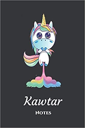 indir Kawtar - Notes: Personnalisé Carnet de notes / Journal pour les filles et les femmes. Kawaii Licorne pétant arc-en-ciel. cadeau original anniversaire femme.