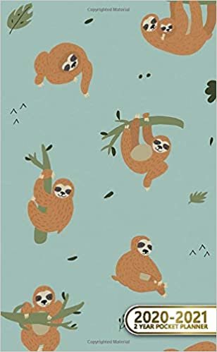indir 2020-2021 2 Year Pocket Planner: Pretty Two-Year Monthly Pocket Planner and Organizer | 2 Year (24 Months) Agenda with Phone Book, Password Log &amp; Notebook | Cute Tropical Sloth Pattern