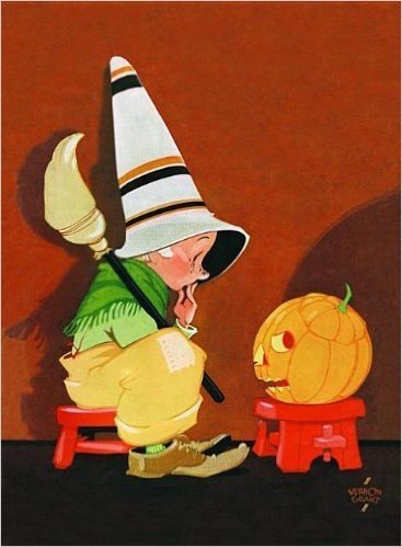 Cute Witch Conversing with Jack-O-Lantern Halloween Greeting Cards [With Envelope]