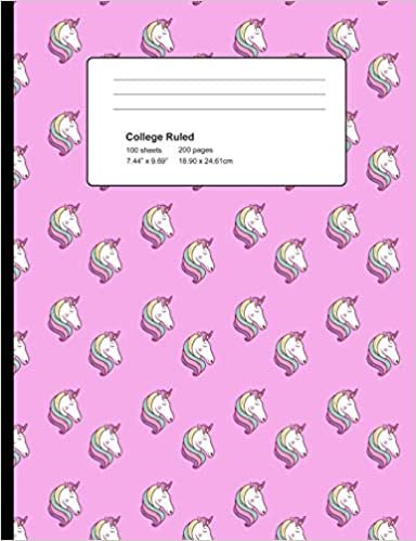indir College Ruled 200 Pages: Light Pink Unicorn Head Composition Notebook, Unicorn Lover College Composition Book, Notebook For Girls That Love Magical Unicorns