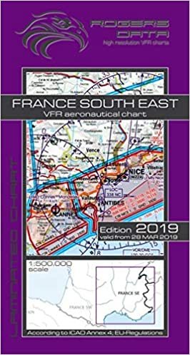 France South East Rogers Data VFR Luftfahrtkarte 500k: Frankreich Süd Ost VFR Luftfahrtkarte – ICAO Karte, Maßstab 1:500.000