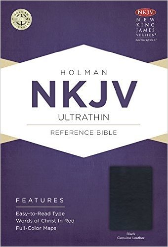 NKJV Ultrathin Reference Bible, Black Genuine Leather