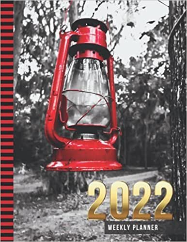 indir 2022 Weekly Planner: 8.5x11 Dated 52-Week Organizer With To Do List - Notes Section - Habit Tracker / Red Camping Lantern in Forest - Nature Art ... to December Calendar / Life Planning Gift