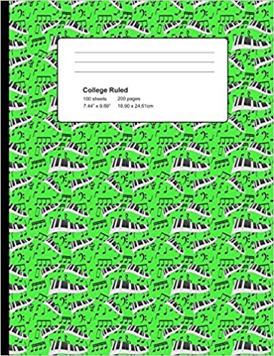 College Ruled 200 Pages: Light Green Piano Notes Composition Notebook, Music Lover College Composition Book, Notebook For Musicians, Pianists, Keyboard Players
