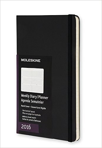 Moleskine 2016 Weekly Planner, Horizontal, 12m, Pocket, Black, Hard Cover (3.5 X 5.5)