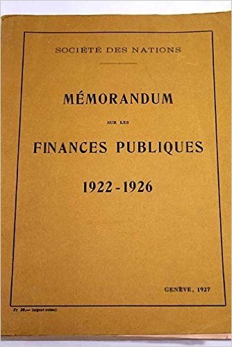Memorandum sur les finances publiques. 1922-1926