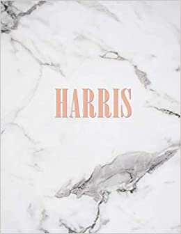 indir Harris: Marble Gold Monogram Initial Name Harris with Marble and Pink Floral Notebook Journal for Women, Girls and School Wide Ruled Composition Notebook, 8.5x11