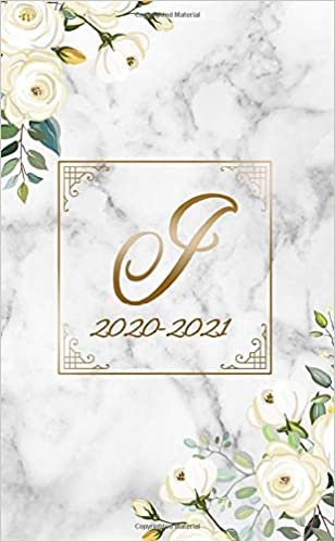 indir 2020-2021: Nifty Marble &amp; Gold Monogram Initial Letter &#39;&#39;I&#39;&#39; Two Year Monthly Pocket Planner | Cute Floral 2 Year (24 Months) Agenda &amp; Organizer With Notes, Contact List and Password Log.