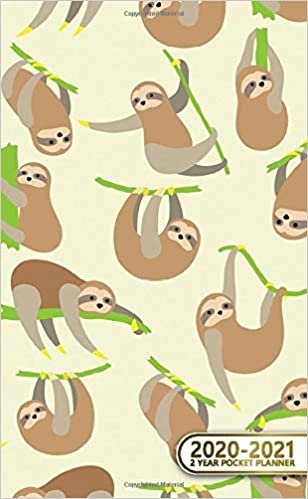 indir 2020-2021 2 Year Pocket Planner: Cute Two-Year Monthly Pocket Planner and Organizer | 2 Year (24 Months) Agenda with Phone Book, Password Log &amp; Notebook | Pretty Tropical Sloth Pattern