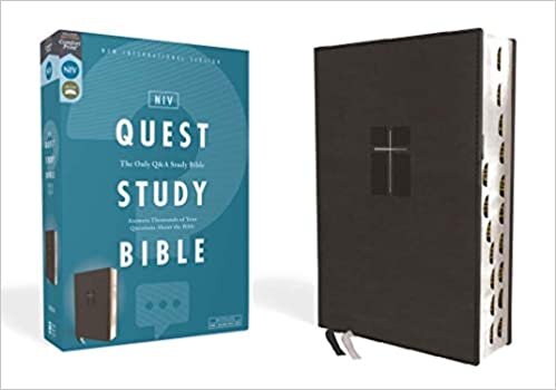 Niv, Quest Study Bible, Leathersoft, Black, Indexed, Comfort Print: The Only Q and A Study Bible