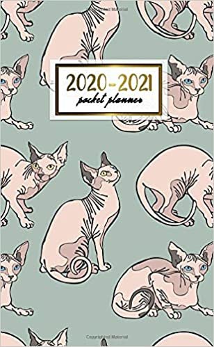 2020-2021 Pocket Planner: Cute Two-Year (24 Months) Monthly Pocket Planner & Agenda | 2 Year Organizer with Phone Book, Password Log & Notebook | Vintage Sphynx Cat Pattern