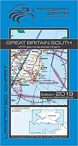 Great Britain South Rogers Data VFR Luftfahrtkarte 500k: England Süd VFR Luftfahrtkarte – ICAO Karte, Maßstab 1:500.000
