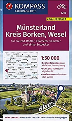KOMPASS Fahrradkarte Münsterland, Kreis Borken, Wesel 1:50.000, FK 3216: reiß- und wetterfest (KOMPASS-Fahrradkarten Deutschland, Band 3216)